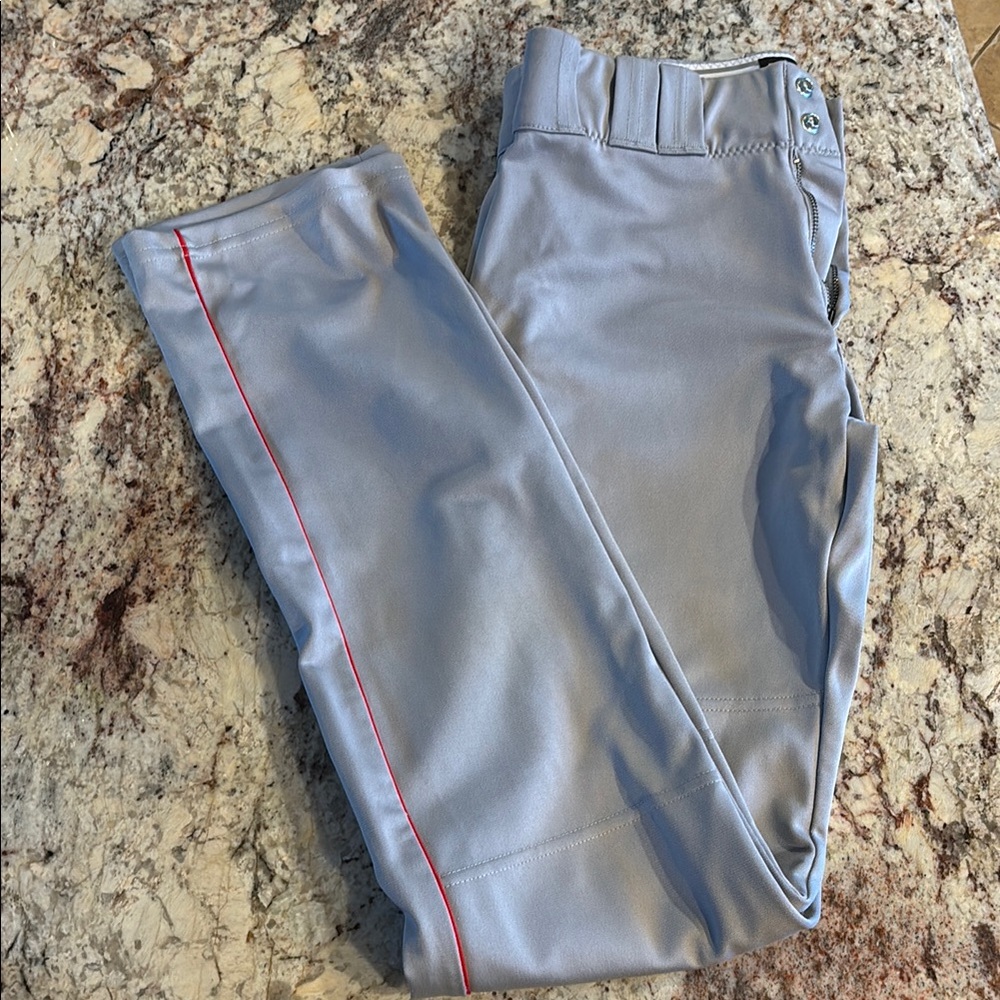 Under Armour Authentic Gray baseball Pants red piping. m